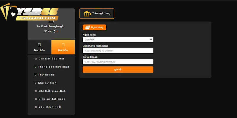 Rút Tiền YSB66 Nhanh Chóng Trên Web Và Tuyệt Đối Bảo Mật 3 Điền sai thông tin nên không thể nhận tiền thắng